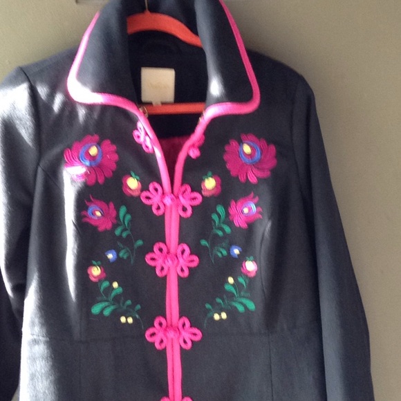 MOD CLOTH EMBROIDERED WOOL COAT NEW - Picture 3 of 8